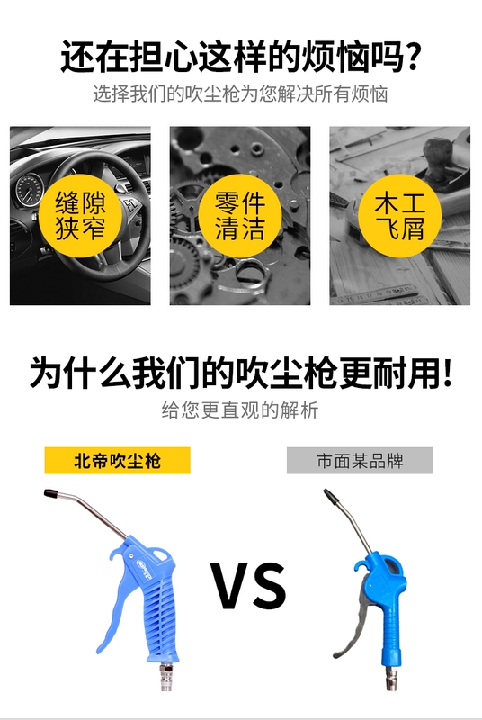 Súng thổi bụi Beidi Súng thổi khí Súng thổi khí Súng thổi bụi bằng khí nén Áp suất cao Áo choàng thổi bụi Loại bỏ bụi Công cụ thổi bụi thổi Súng bơm khí súng khí nén vệ sinh