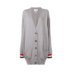 Thom Browne xám len cổ chữ V sọc quần áo phụ nữ thời trang trong dài đan áo khoác cardigan 