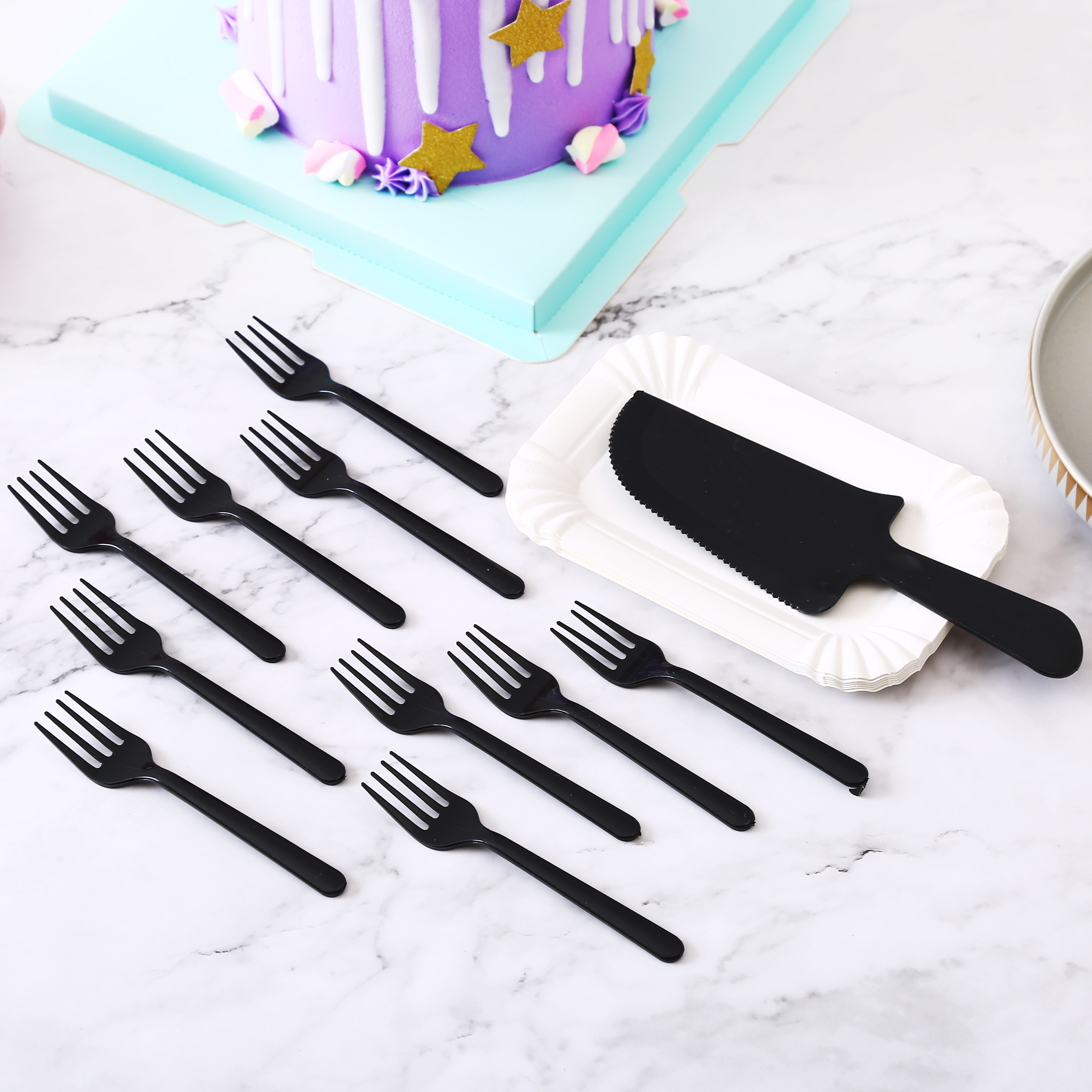 Cake - plate knife and fork pack Cake fork set Birthday Cake knife and fork disk cake disk