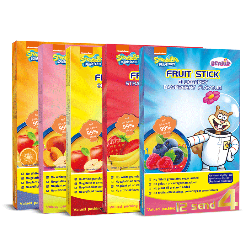 Beakid SpongeBob Pilgrite Fruit Base+Rice Cake 8 boxes of children's snacks without adding white granulated sugar