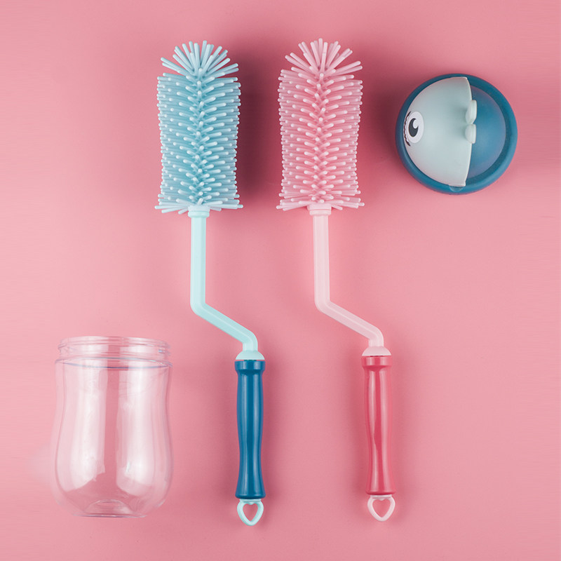Bottle-brushed Multi-functional washing bottle pacifier 2 pieces of 360-degree rotating sponge nylon brush countbabe Conte