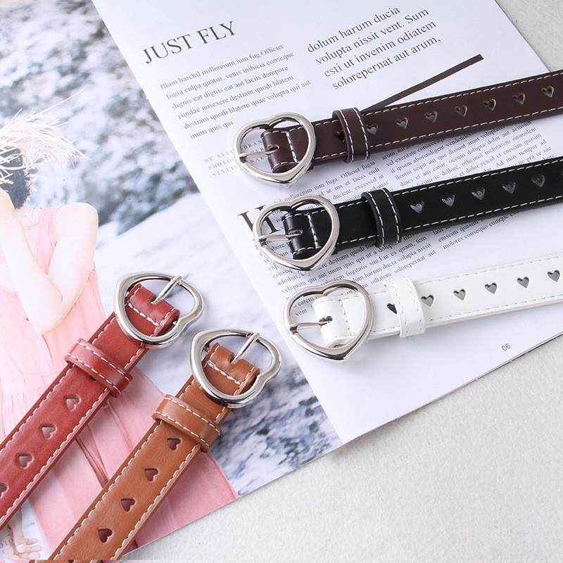 Hollow belt female heart buckle simple and versatile trendy fashion personality Internet celebrity same style jeans belt female ins style