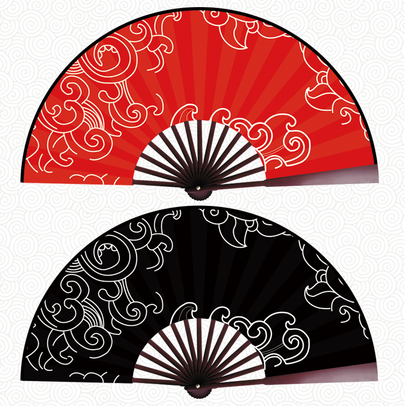 Send the moon fan props ssing women's group Tongan Xiangyun will go into the wine dance folding fan 8 inch red and white ancient wind can be transferred