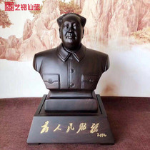 Black sandalwood Chairman Garbottom half body bust like living-room office solid wood Prospectus Tabletop Pendulum Pieces