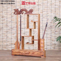 Flowers Pear Wood Multi-Treasure Pen Holder Solid Wood Carved Dragon Multipurpose Pen Holder pen holder Pen Holder with Drawers Desk Hem