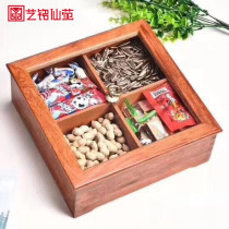 Myanmar Flowers Pear Wood Snacks Fruit Box Multifunction Containing Box Candy Box Snack dry fruit New Year goods separation with cover gift box