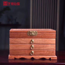 Myanmar Flowers Pear Three Pumping First Accessories Box Bracelet Ornaments Jewelry Box Red Wood Home Dresser Table desktop containing box