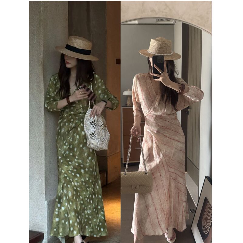 In Stock: Zhizhi【Summer at the Art Museum】French-Style Elegant Tie-Up 19 Momme Silk Dress In Stock: Zhizhi【Summer at the Art Museum】French-Style Elegant Tie-Up 19 Momme Silk Dress