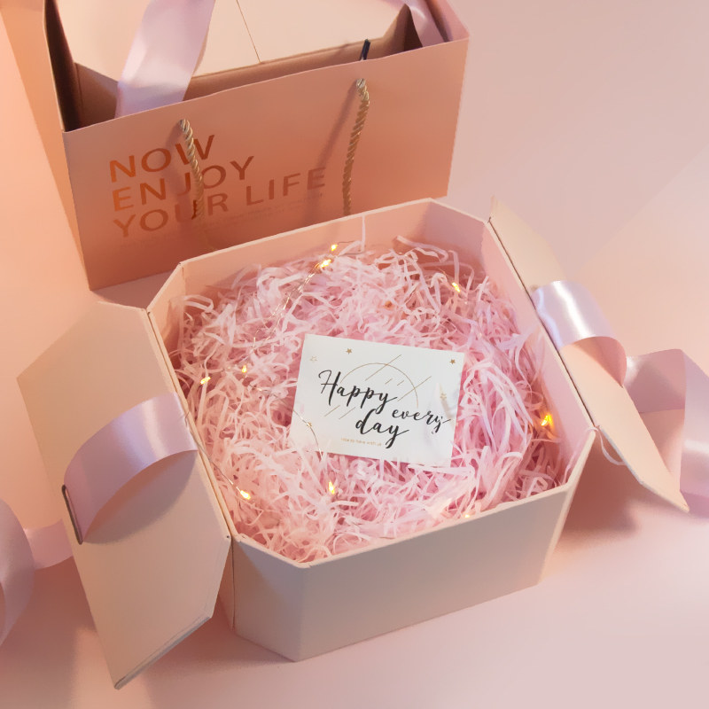 Birthday gift souvenir box perfume gift cosmetics skincare new year packaging empty box girls pink high-grade