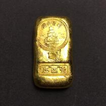 Antique bronze collection Antique pure copper gold-plated gold ingot gold bar gold cake Li Chang money one or two ornaments