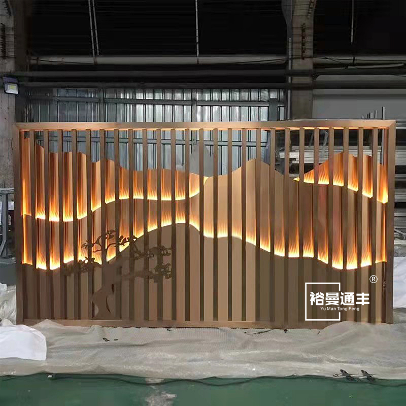 Hotel Sample House Display Center Fake Mountain Styling Grille Screen Partition Custom Large Decorated Stainless Steel Hills Background Wall