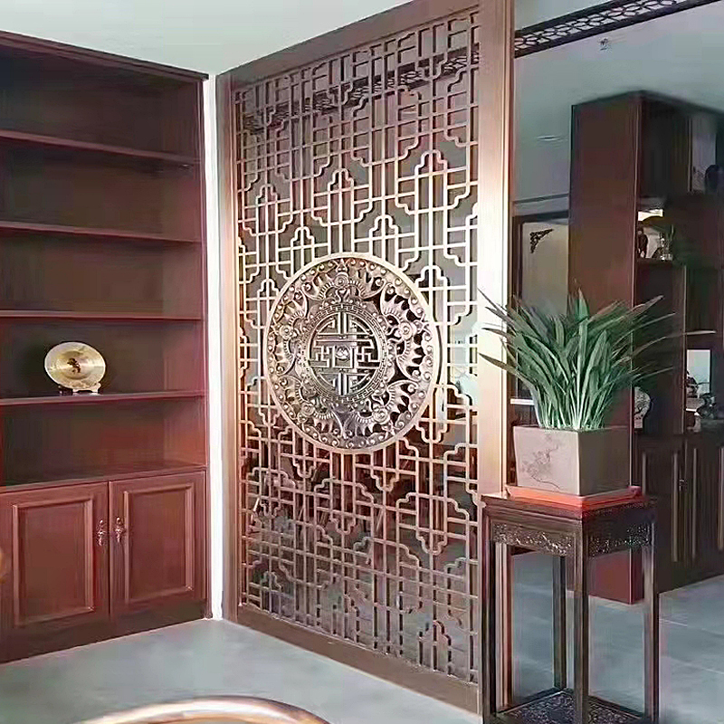 Customize the new Chinese aluminum plate embossed aluminum art hollowed-out engraving stainless steel partition Xuanguan ancient bronze color screen