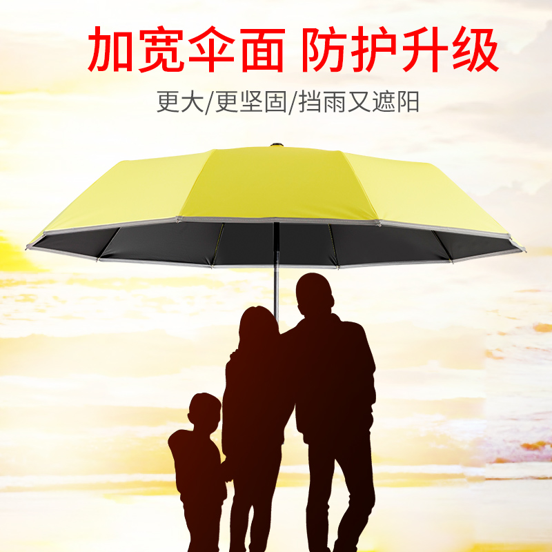 Umbrella male and female full automatic folding and rain dual-use umbrella sunscreen anti-UV large black rubber beach umbrella