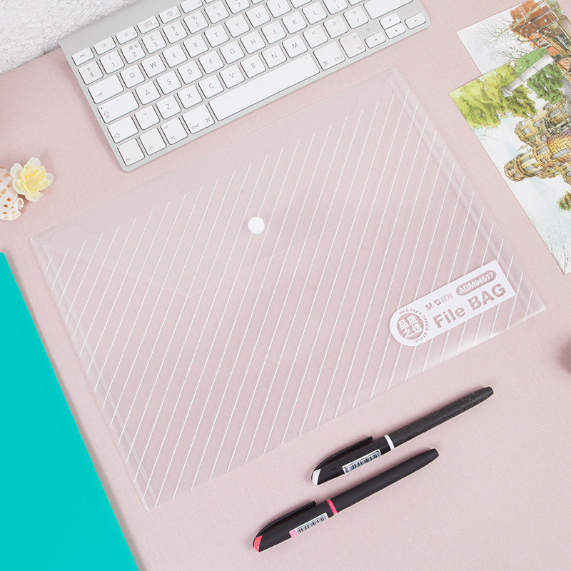 Morning Light Stationery A4 White square button bag Press bag Office file bag archive bag data sort and receipt bag 12 ADM94516 wholesale price