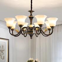 High-end American chandelier living room lamp European style simple all-copper restaurant lamp atmospheric retro bedroom hotel villa lamp