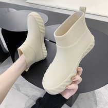 Japanese fashion rain shoes womens winter non-slip low-top water shoes water boots short tube rain boots Car wash shopping kitchen shoes rubber shoes tide