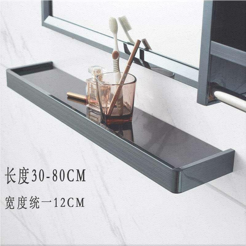 Toilet stainless steel mirror front shelf single-layer glass wall bathroom washroom waterproof storage rack
