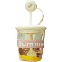(Self-operated) Xiangpu high borosilicate glass student childrens portable straw cup high-looking girls household water cup