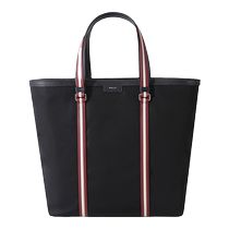 (Self-operated) BALLY mens fabric with leather tote bag shopping bag hand-held shoulder bag CODE TOTE M