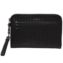 Bottega Veneta Mens Woven Cow Leather Business Clutch Handbag