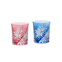 (Self-operated) Japanese KAGAMI Edo Kiriko crystal glass Edo chrysanthemum pairing glass whiskey and wine Locke glass
