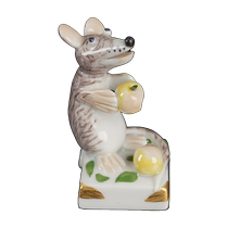 (Self-operated) German MEISSEN porcelain zodiac signs year of the rat painted gold animal porcelain sculptures