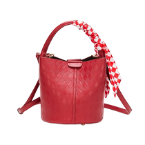 (Self-operated) JANE KLAIN new red diamond bucket bag bridal wedding bag versatile portable crossbody bag for women