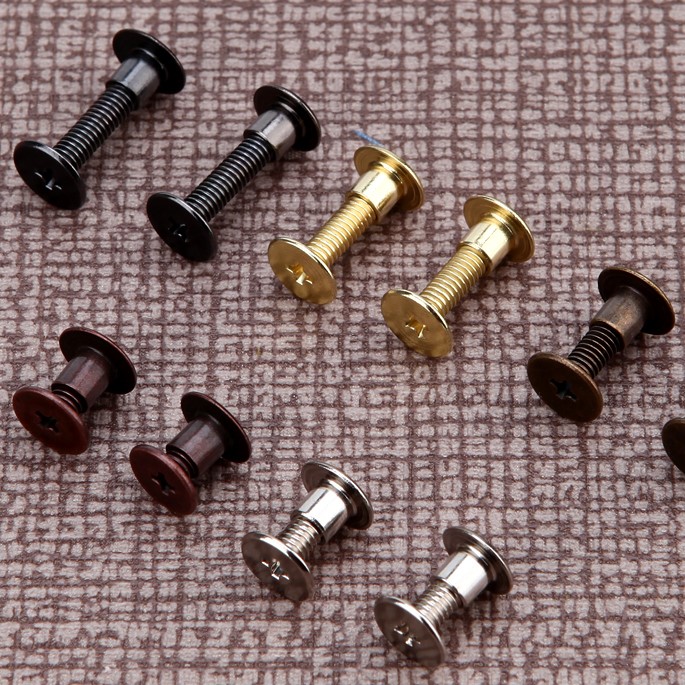 New long assembly Black-to-lock binding rivets for keylock Mother pouch screw rivets flat head screws
