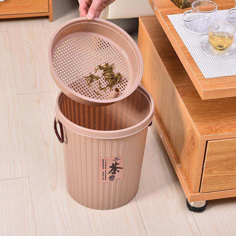 Thickened Plastic Filter Round Tea Residue Barrel Drain Bucket Living-room Home Tea Barrel Tea Set Trash Can Portable-Taobao