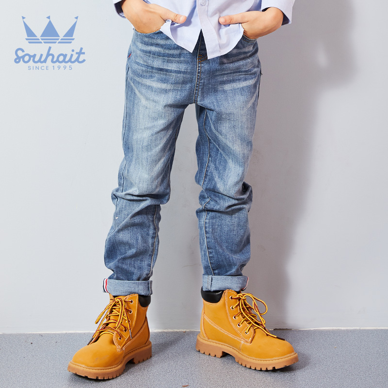 Boy Jeans nước 2019 mùa xuân và mùa thu mới vừa cỡ cho trẻ em dài quần Air yoknoo Boy Tide Thin.