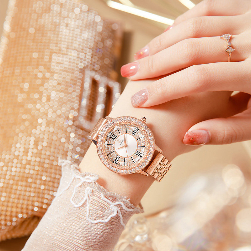 Swiss Romantic Sea Watch Lady Full Star Temperament Fashion Steel Band Quartz Lady Watches Joint Wristwatch 