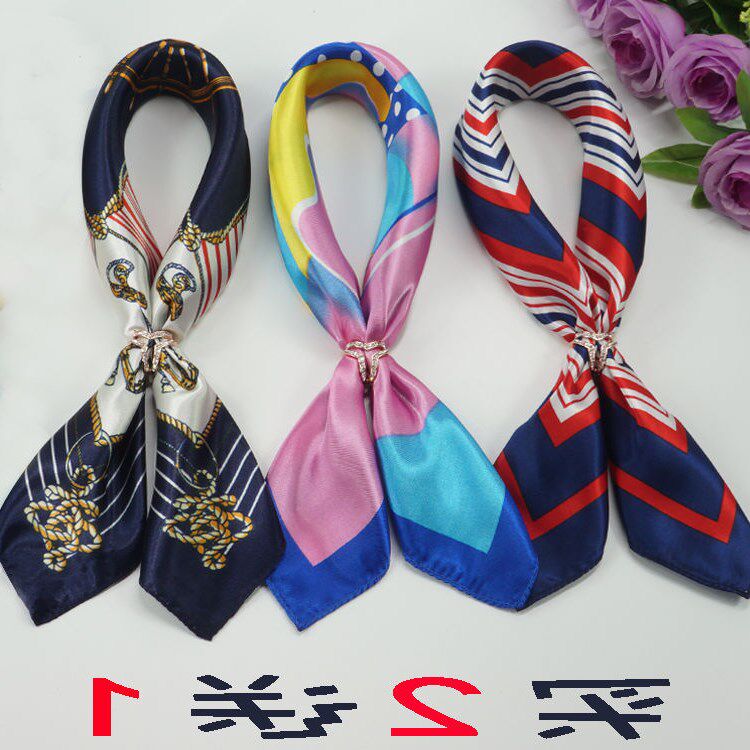 (Buy 2 send 1) emulated silk Korean version 100 hitch a little square towel lady silk scarf summer autumn decorative art little scarves woman