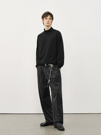 714Street Double-Pleated Straight-Leg Dress Pants for Men, 2025 Autumn and Winter New Style, High-End Drape, Versatile Casual Pants