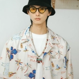 714street Летняя брендовая японская рубашка, пляжная футболка, короткий рукав