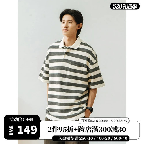 714street Летняя футболка с коротким рукавом, японская ретро футболка polo, оверсайз