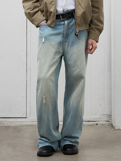 714street复古莱赛尔天丝垂感牛仔裤男2025秋季宽松直筒休闲长裤