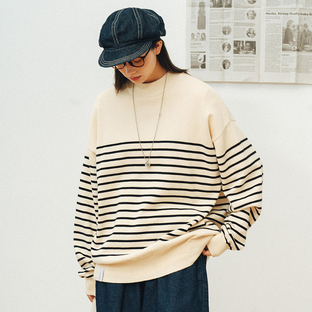 714street Half Turtleneck Sweater Men's 2023 Spring Fashionable Spring and Autumn Couple Bottoming Sweater