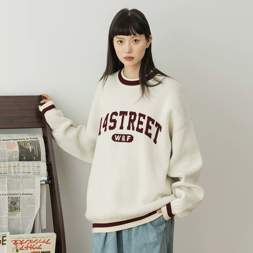 714street, парная одежда для влюбленных, свитер, ретро трикотажная японская толстовка, оверсайз