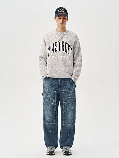 714 уличные флагманские американские ретро потертые джинсы для мужчин 24 осенние новые свободные повседневные брюки