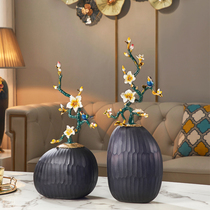 Light luxury creative enamel vase ornaments Living room home decoration Glass art decorative bottle Villa dried flower arrangement
