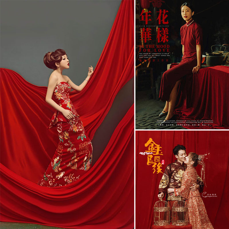 Red gold velvet shooting background cloth black suction light cloth photo gallery Retro wedding photo Photography Props Curtain cloth Decorative Cloth