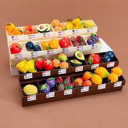Mini Supermarket Fruit Stall Miniature Dollhouse Model Ornaments, Simulated Cherry Tomatoes, Durian, Oranges, Not Children's Toys