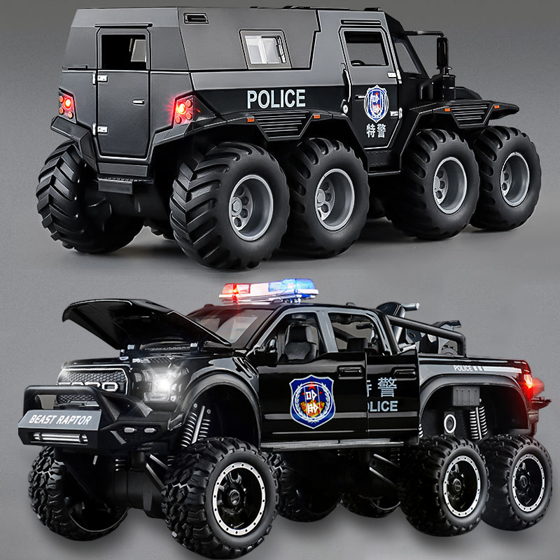 Police Car Toy Alloy Off-Road Vehicle Model Large Size Boy 3 Police Car Model 2 Small Car 110 Children's Swat Car 4