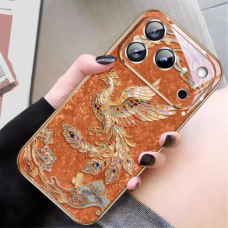 Suitable for iPhone 17 Pro Max Phone Case, New Apple 16 Pro Max Shiny Dunhuang Phoenix 15 Pro Chinese Style 14 Pro Super Nice-Looking Air Full-Cover Fashion Ultra-Thin Anti-Drop Protective Case