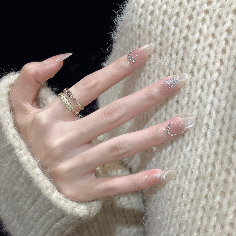 Nail Tips, Medium Length, 2026 New Style, High-End, Exquisite, with Crushed Diamonds, Butterfly, Moonlight, Cat's Eye, Heart Butterfly, Falling Notes