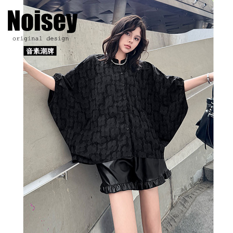 Dark Style Jacquard Batwing Shirt Jacket for Women, Summer Niche Trendy Brand, Loose Fit, Thin Fashion Shirt Top