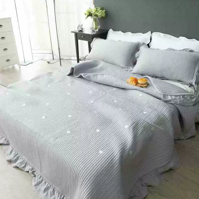 Hàn Quốc ins rửa bông trải giường ba mảnh trải giường đơn mảnh quilted bông dày tấm trải chiếu có thể được tùy chỉnh - Trải giường