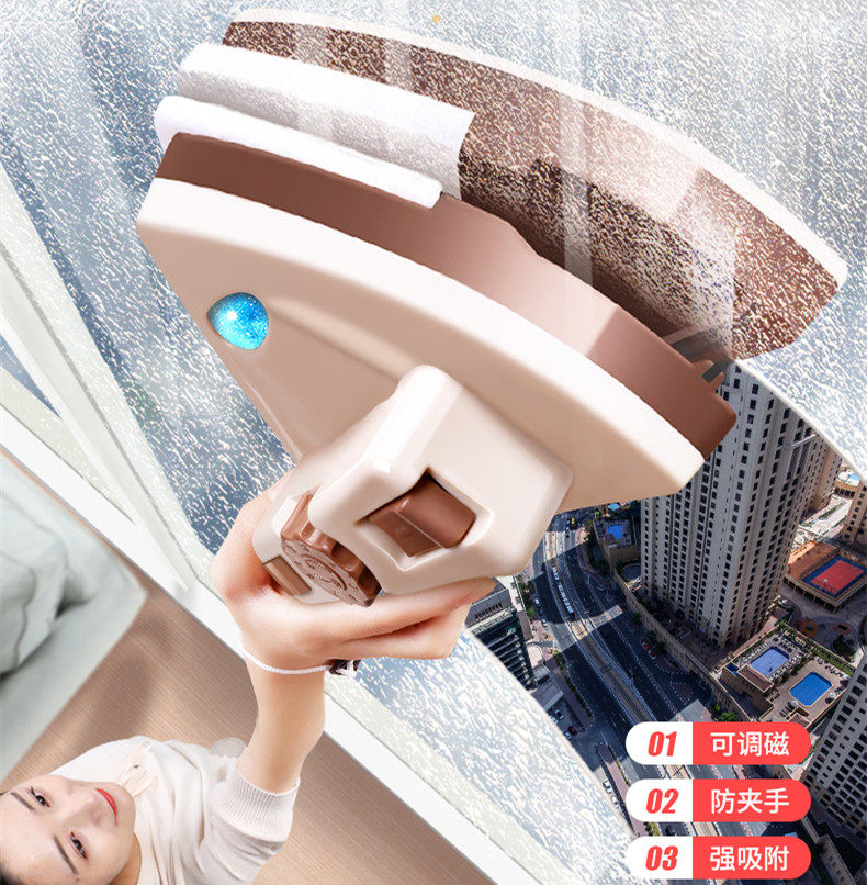 Brush mirror glass brush clean the glass magnetic magnetic cleaning and wipe the exterior wall thick glass window