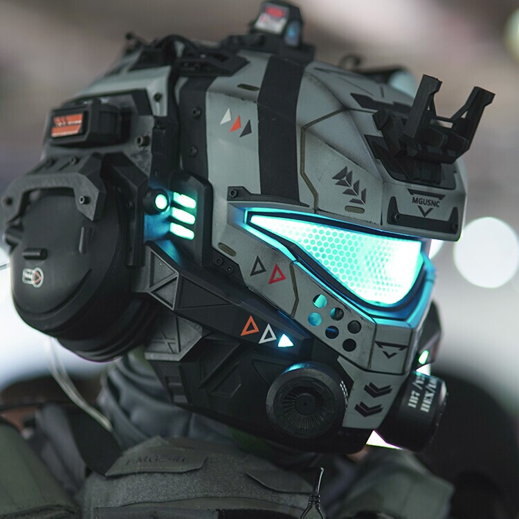 Pioneer Heavy Industries Titanfall Pulse Knife Cosplay Helmet with Wearable Rgb Lighting and Openable Visor