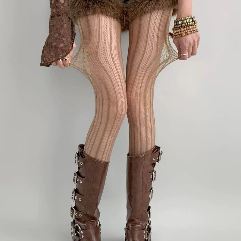 Sexy Fishnet Stockings with Diamond-Shaped Vertical Stripes, Retro Spring and Autumn Style, Pantyhose, Base Layer, Japanese Style, Jk Internet Celebrity Style, Women's Summer